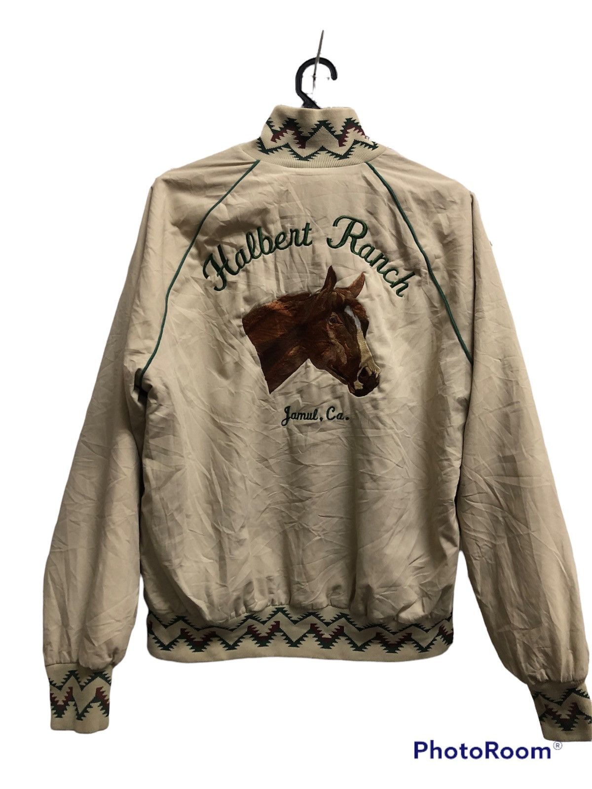 image of Made In USA x Vintage Westark Bomber Horse Jacket in Cream, Men's (Size Medium)