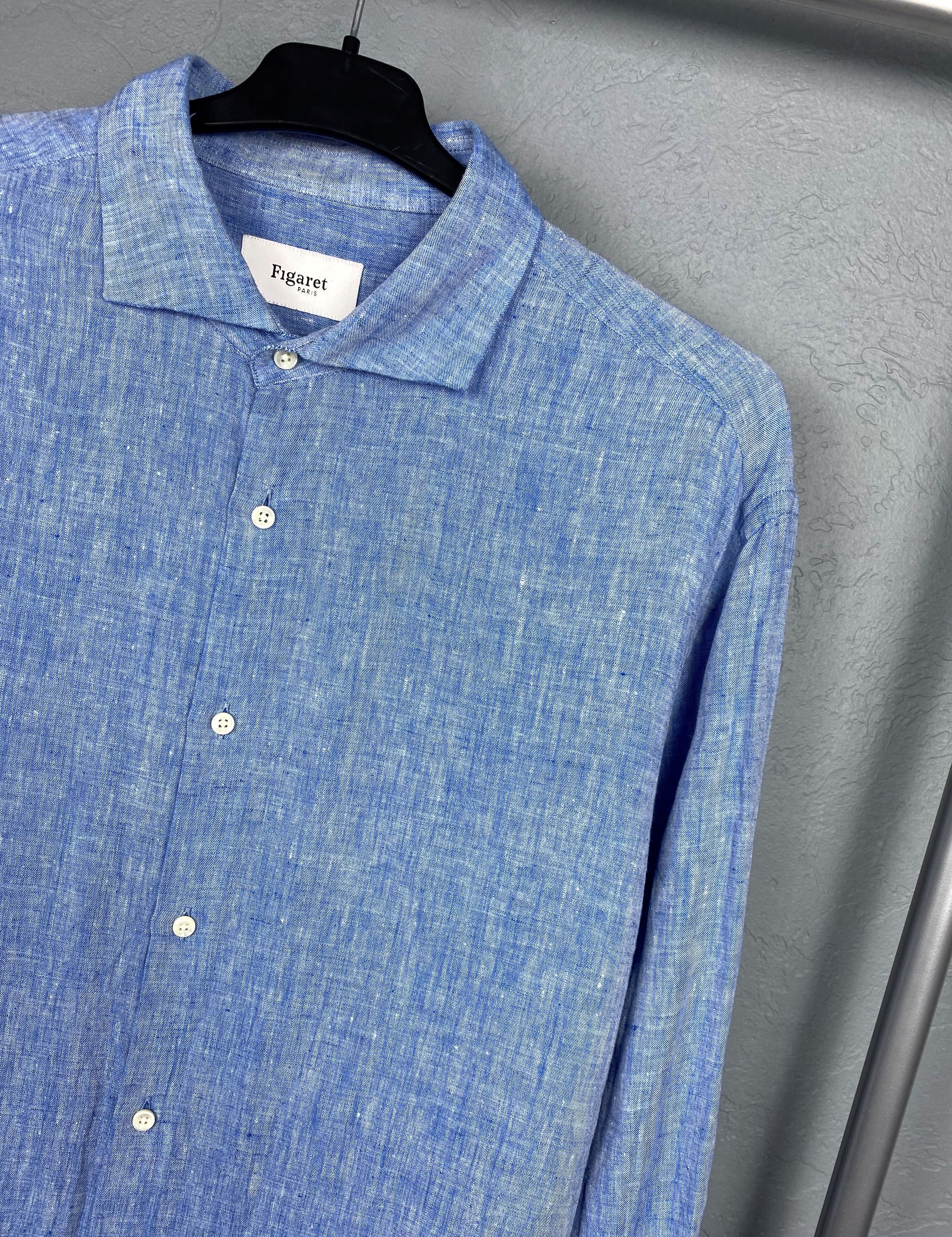 Figaret × Vintage Alain Figaret Paris Mens Linen Long Sleeve Shirt Y2K Size US XL / EU 56 / 4 - 2 Thumbnail