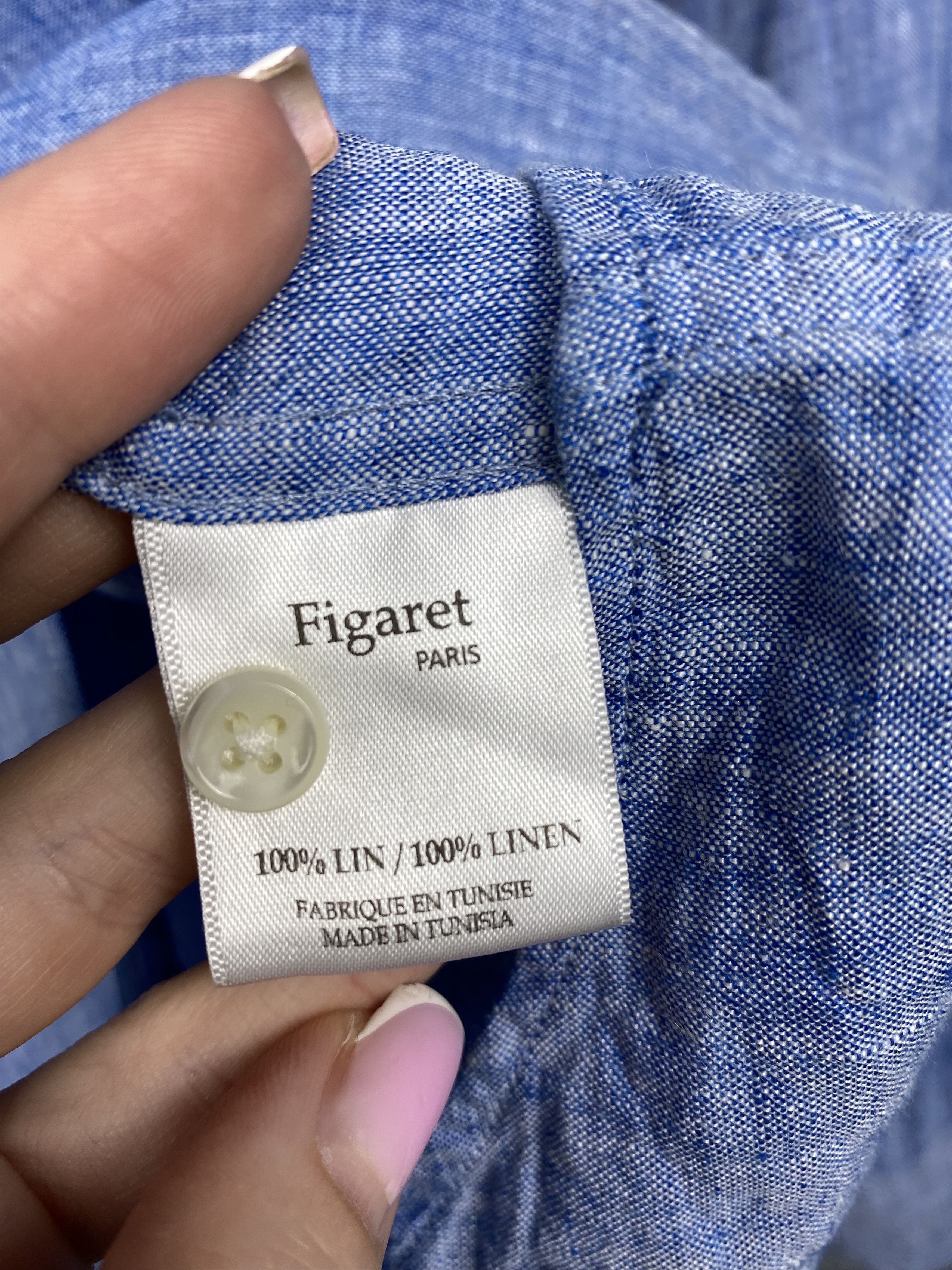 Figaret × Vintage Alain Figaret Paris Mens Linen Long Sleeve Shirt Y2K Size US XL / EU 56 / 4 - 4 Thumbnail