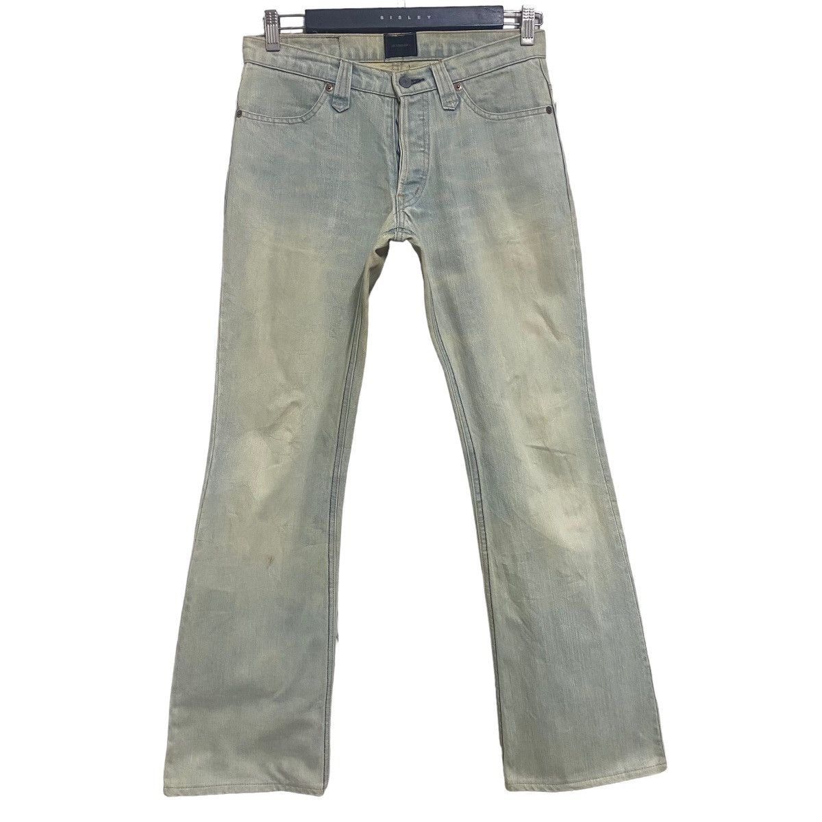 image of If Six Was Nine Acoustic Mud Wash Denim Flare Jeans in Blue, Men's (Size 28)