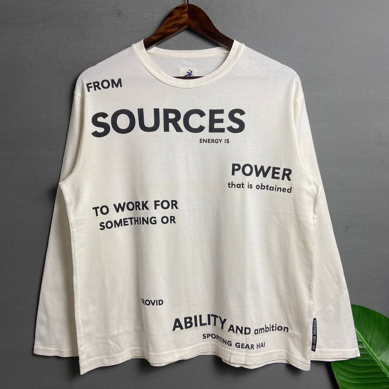 image of Vintage Hai Sporting Gear Wording in White, Men's (Size Medium)