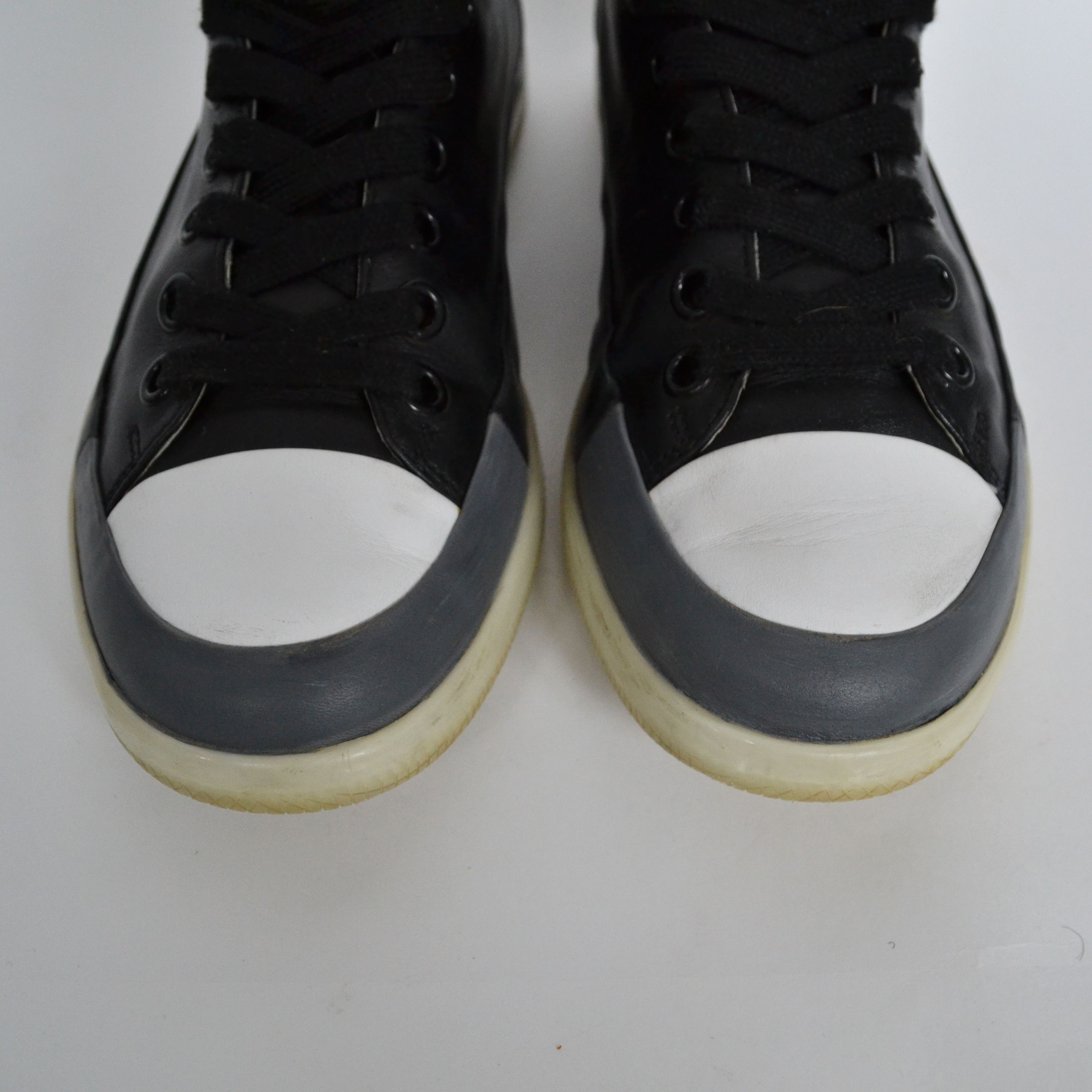Prada 🔴 PRADA Sneakers Boots Hi Top Leather Red Tab White Black Size US 7 / EU 40 - 9 Thumbnail