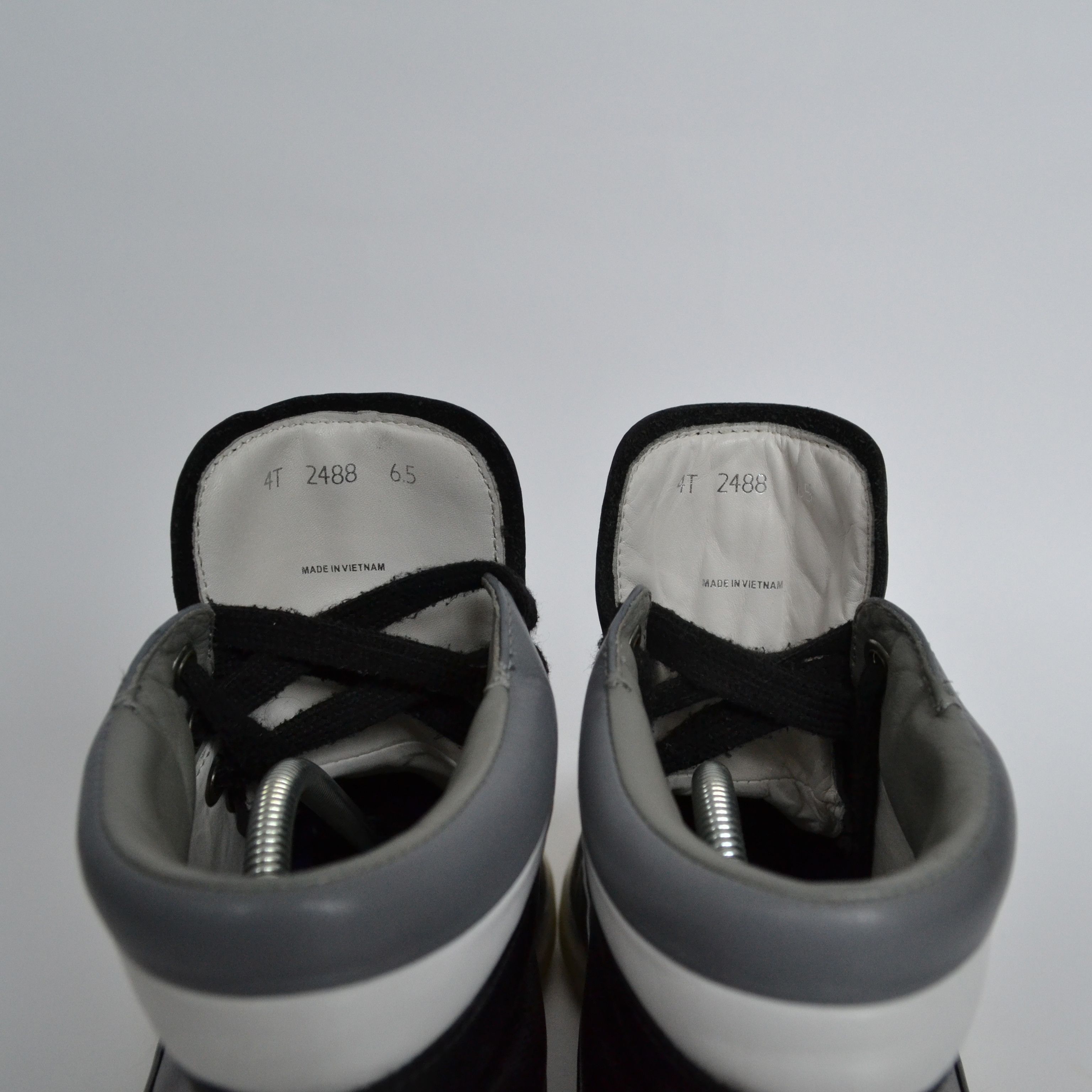 Prada 🔴 PRADA Sneakers Boots Hi Top Leather Red Tab White Black Size US 7 / EU 40 - 6 Thumbnail
