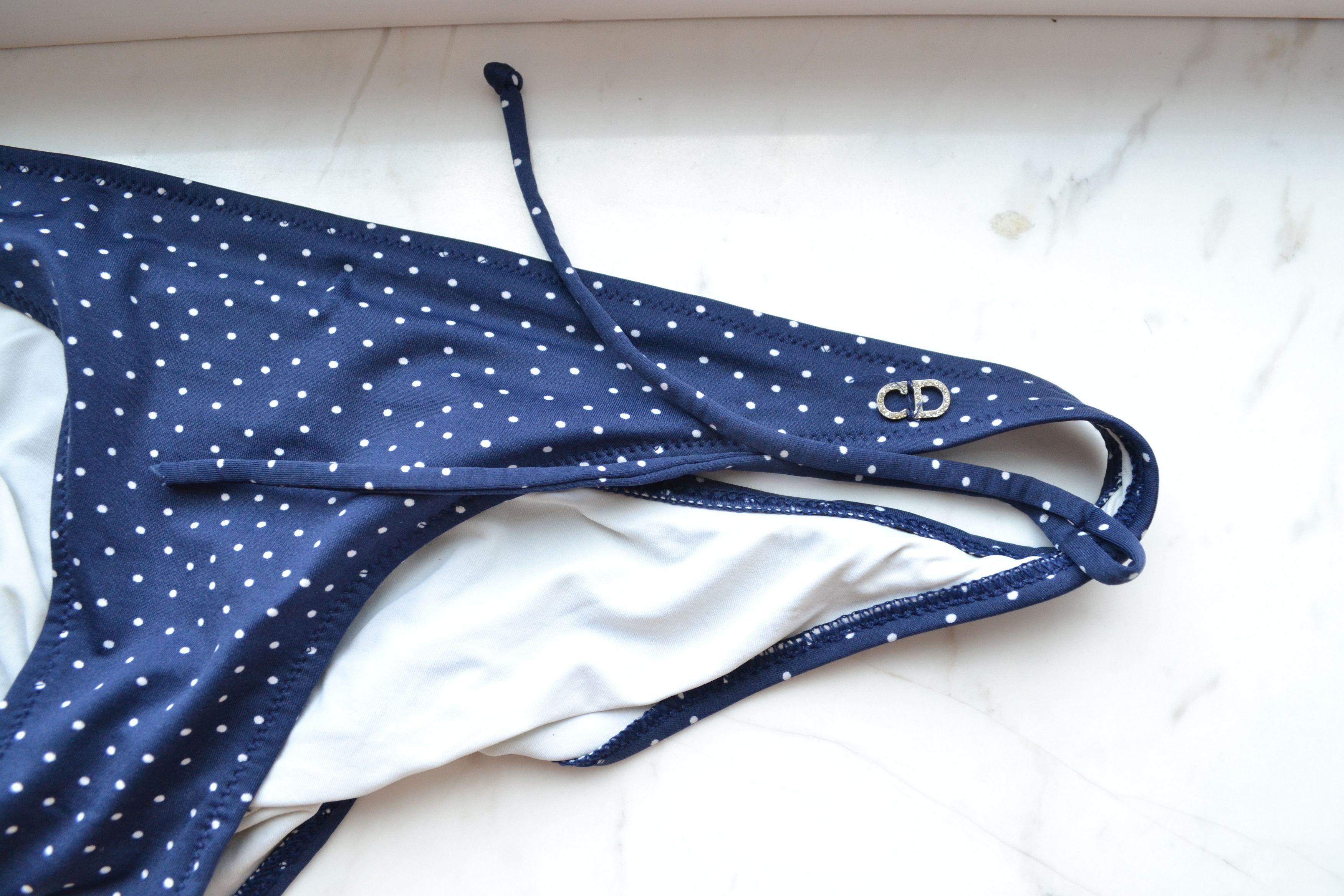 Dior DIOR Bikini Swimsuit Logo Bra Blue White Swimwear Swim Size ONE SIZE - 10 Thumbnail