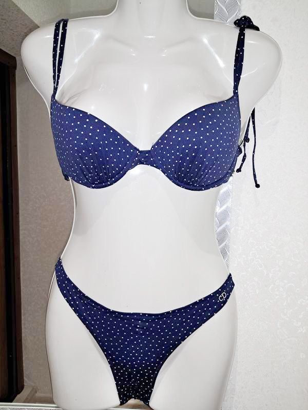 Dior DIOR Bikini Swimsuit Logo Bra Blue White Swimwear Swim Size ONE SIZE - 4 Thumbnail