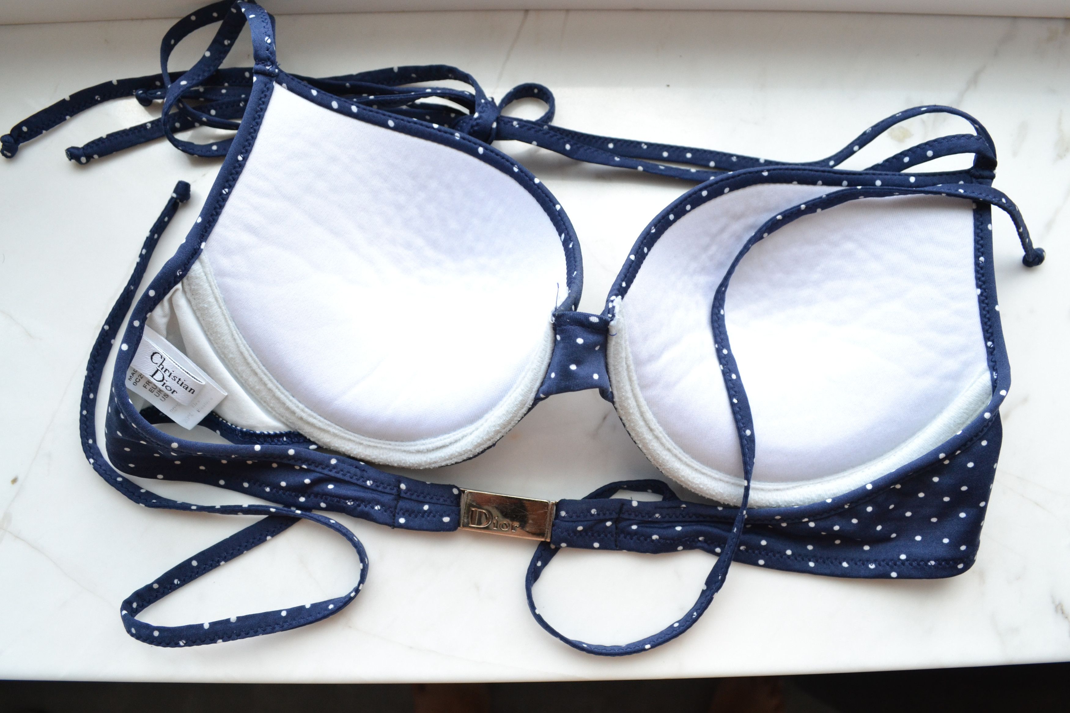 Dior DIOR Bikini Swimsuit Logo Bra Blue White Swimwear Swim Size ONE SIZE - 13 Thumbnail