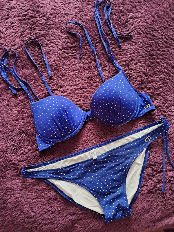 Dior DIOR Bikini Swimsuit Logo Bra Blue White Swimwear Swim Size ONE SIZE - 6 Thumbnail