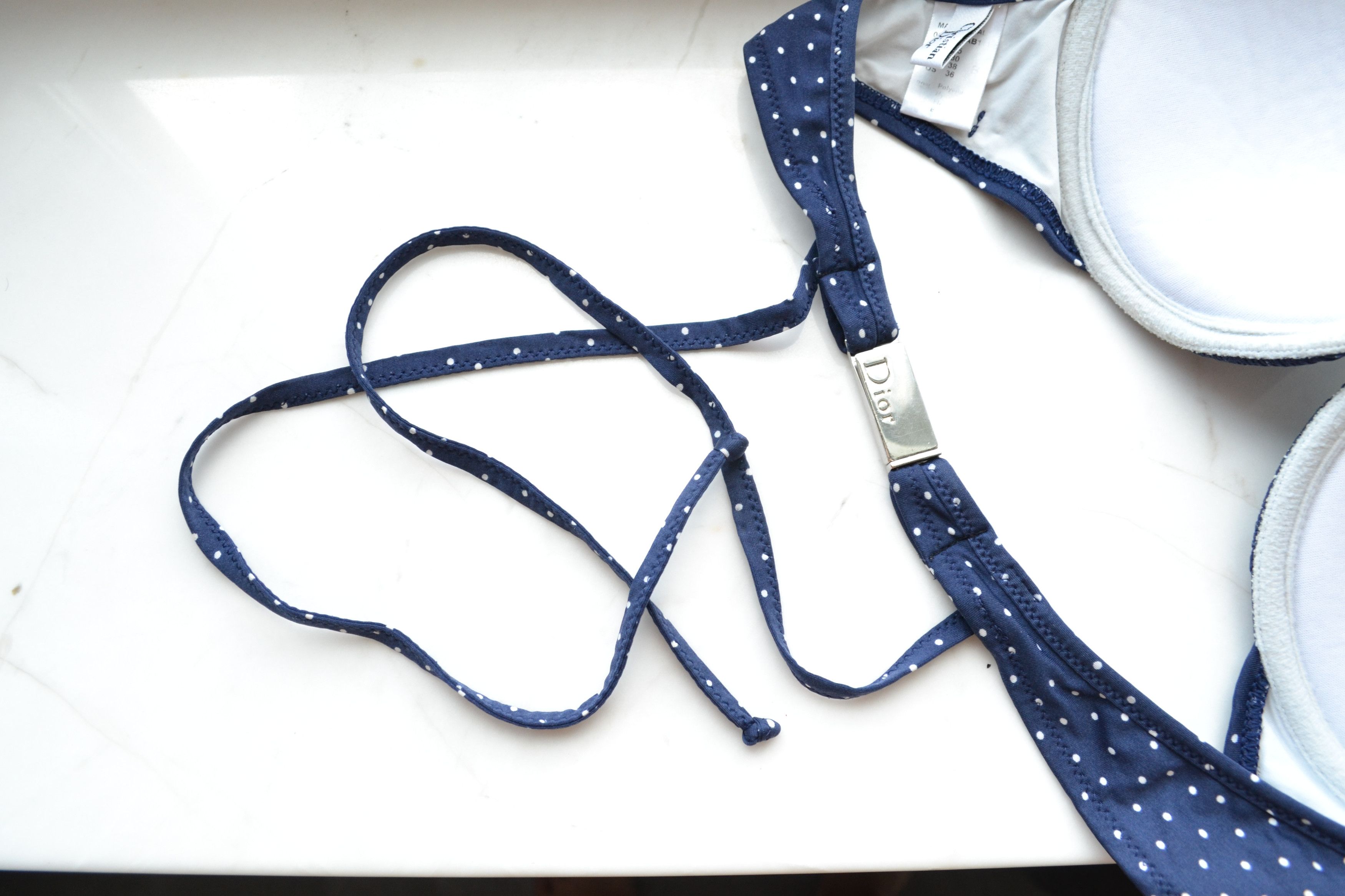 Dior DIOR Bikini Swimsuit Logo Bra Blue White Swimwear Swim Size ONE SIZE - 12 Thumbnail