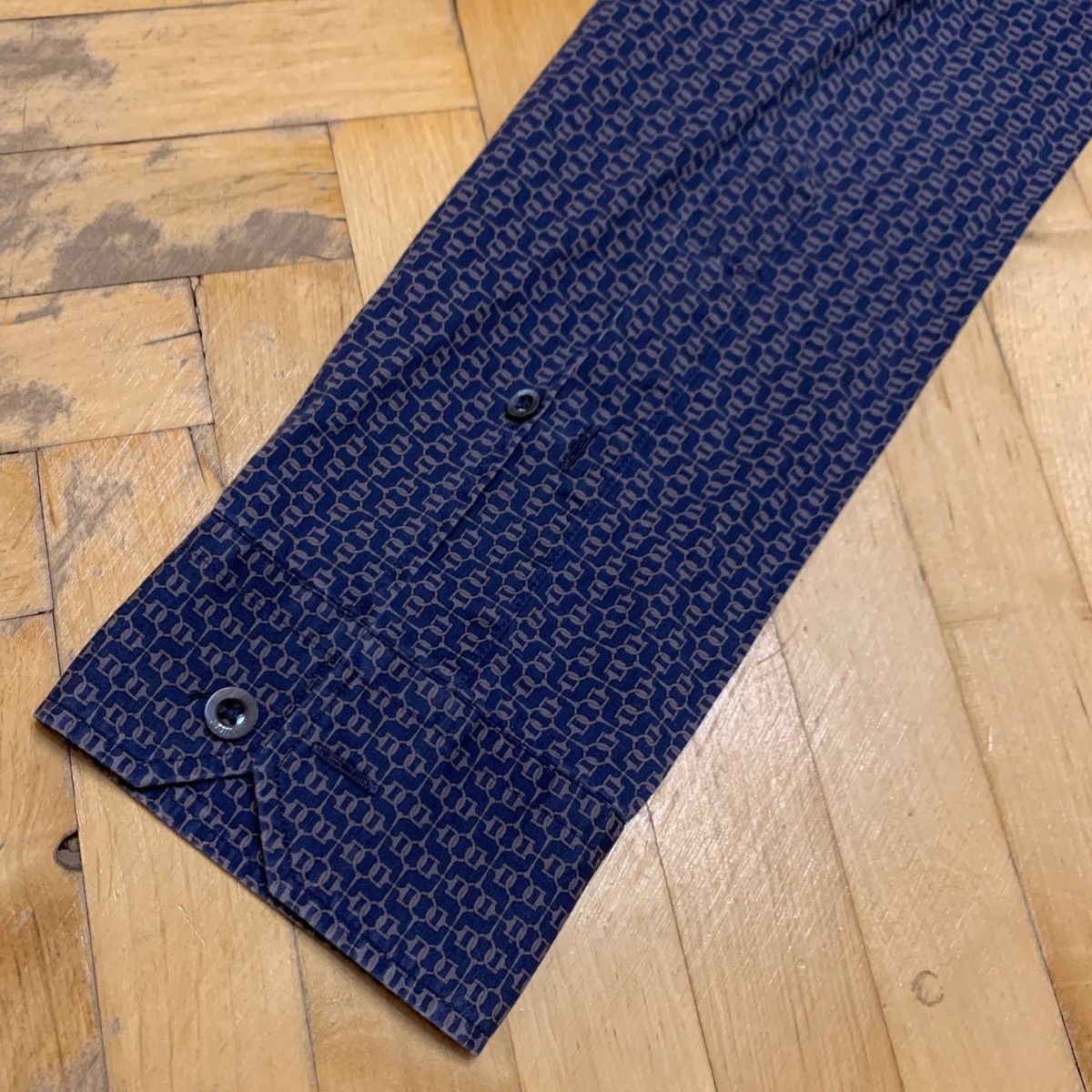 Gucci GUCCI Shirt Long Sleeve Slim Fit Chain Printed 2010 Blue Size US L / EU 52-54 / 3 - 11 Thumbnail
