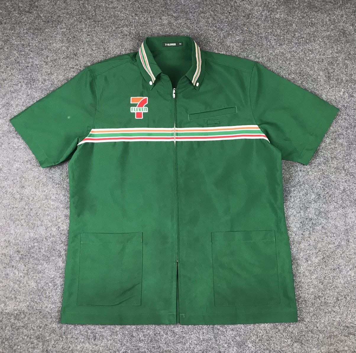 image of Vintage 7Eleven Green Full Zipper, Men's (Size Medium)