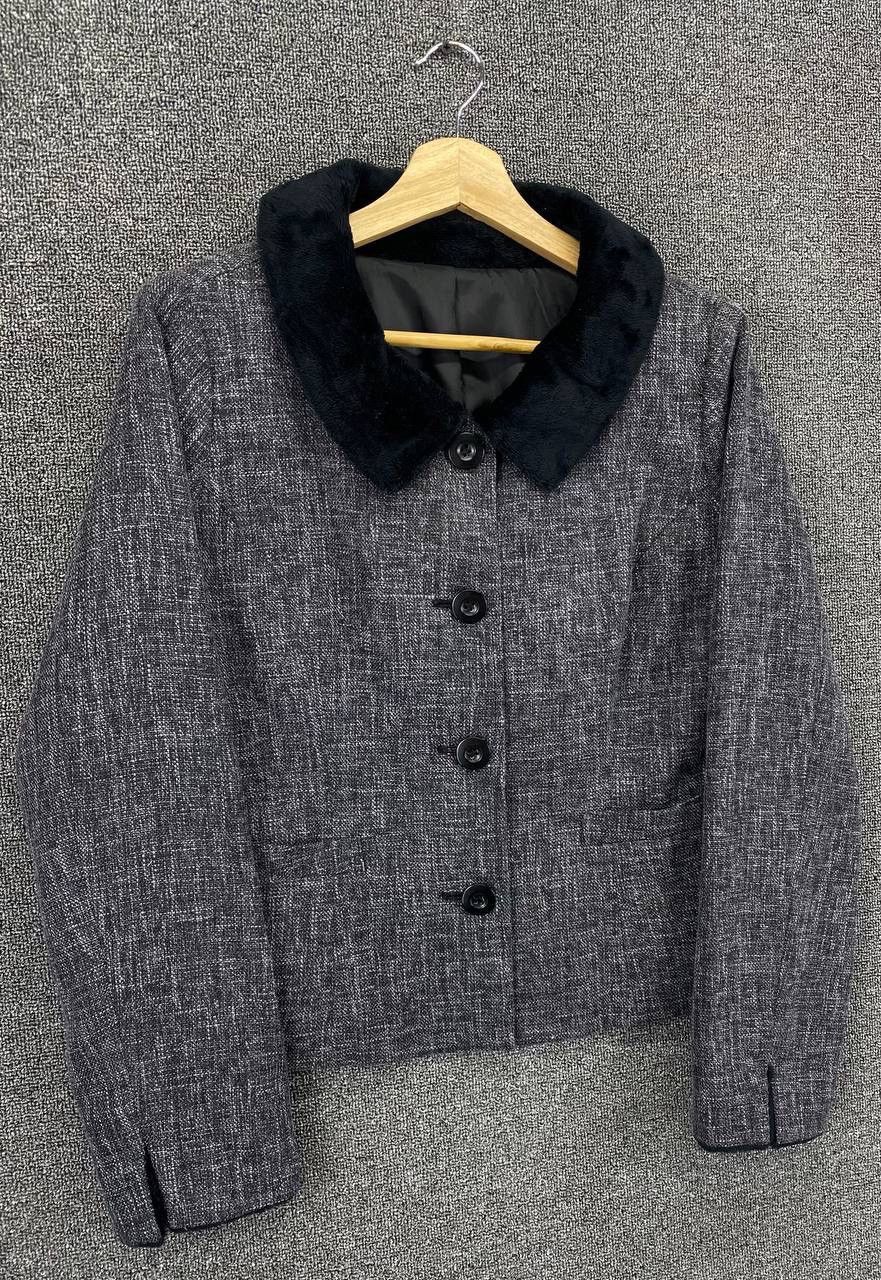 Japanese Brand Vintage Sans Fin Nice Fur Cardigan Cropped Tweed Jacket Size M / US 6-8 / IT 42-44 - 2 Thumbnail