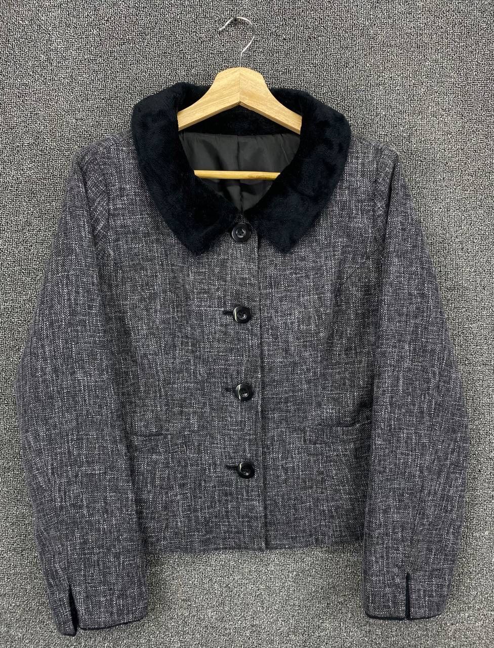 Japanese Brand Vintage Sans Fin Nice Fur Cardigan Cropped Tweed Jacket Size M / US 6-8 / IT 42-44 - 3 Thumbnail