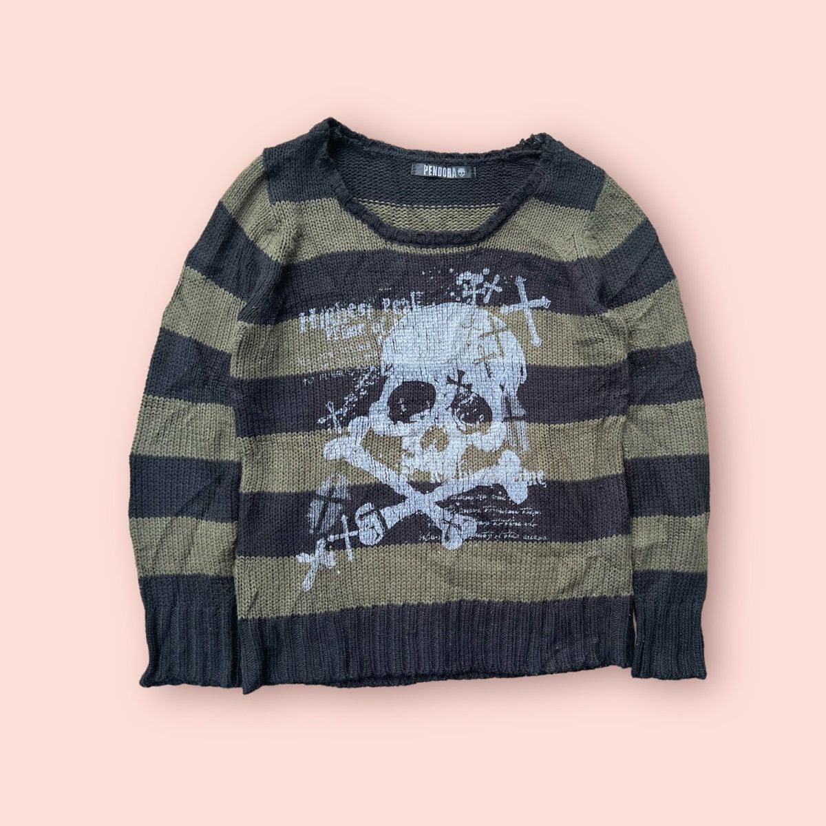 Japanese Brand RARE PENDORA SKULL PRINTED KNITWEAR Size L / US 10 / IT 46 - 1 Thumbnail