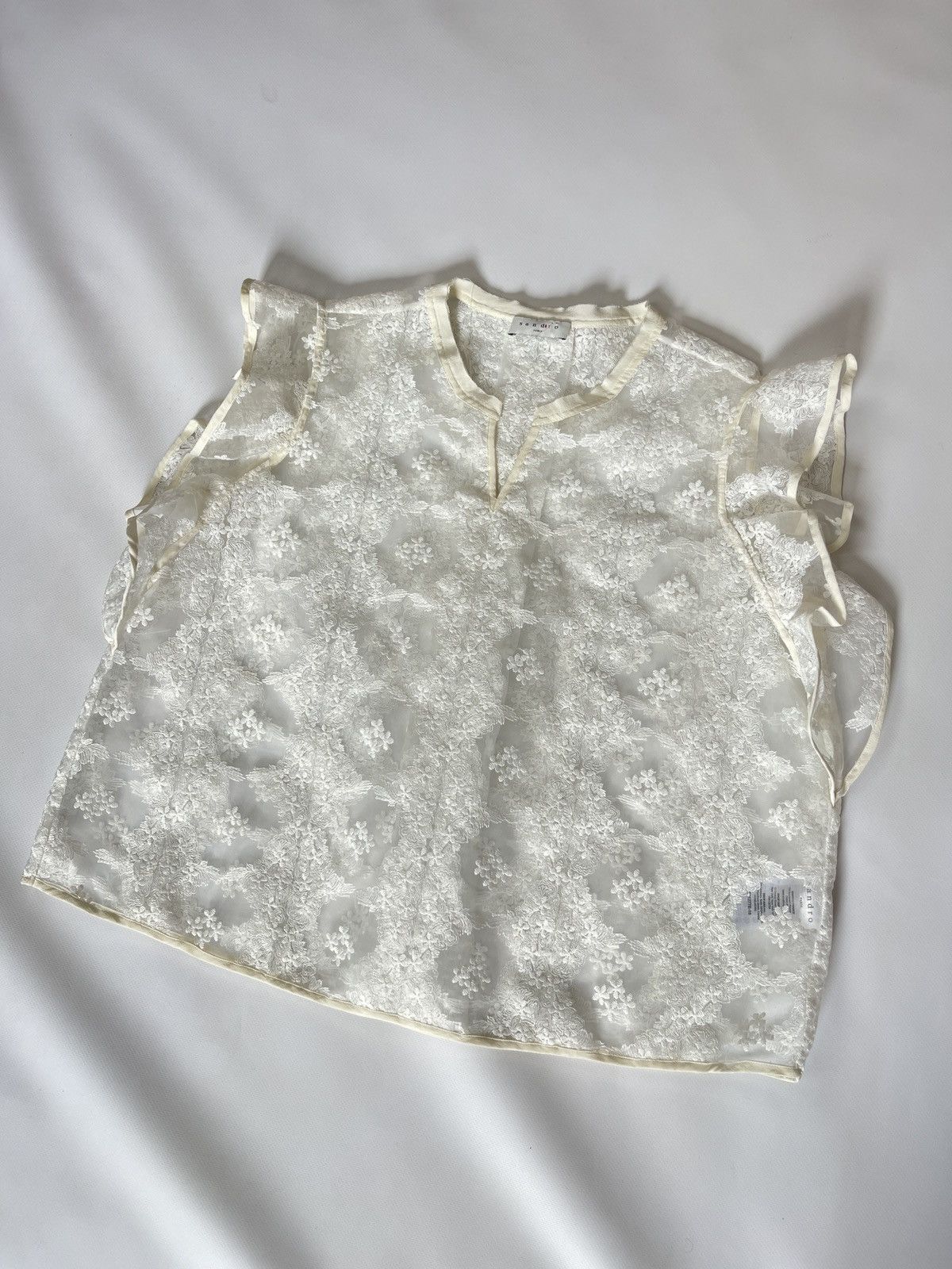 Sandro Sandro Paris white silk bias collar blouse shirt Size M / US 6-8 / IT 42-44 - 4 Thumbnail