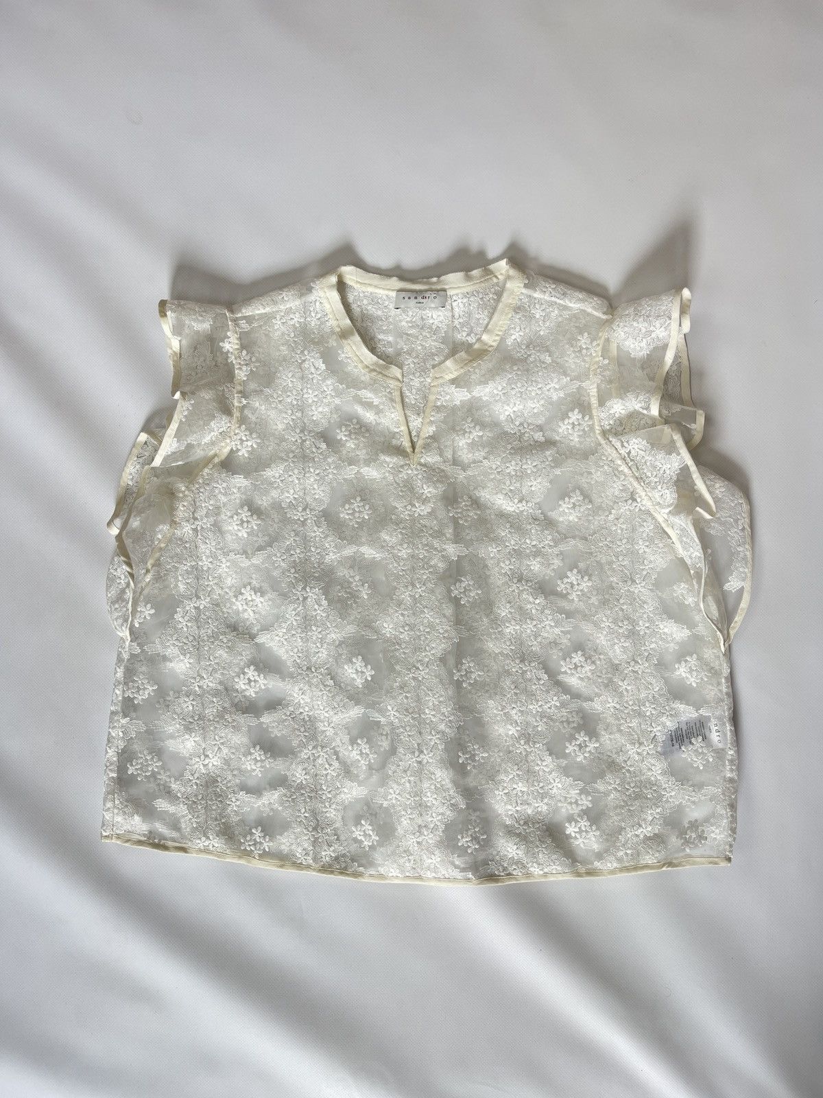 Sandro Sandro Paris white silk bias collar blouse shirt Size M / US 6-8 / IT 42-44 - 5 Thumbnail