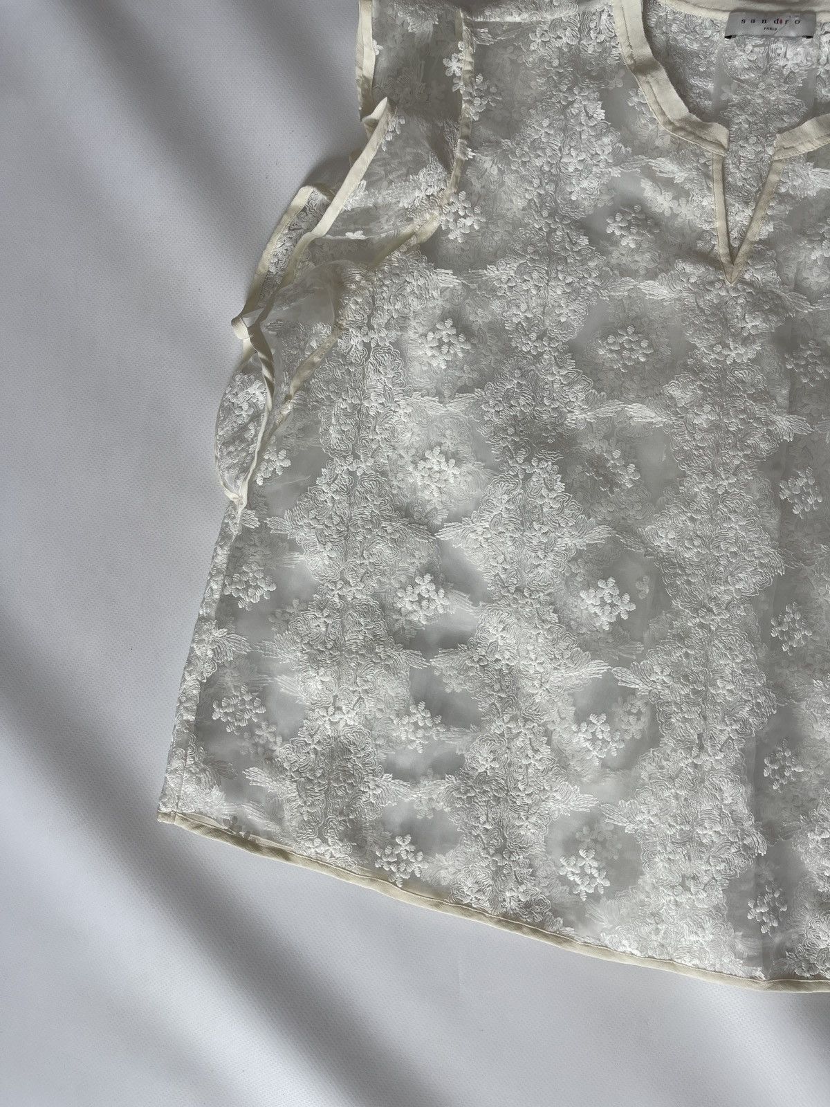 Sandro Sandro Paris white silk bias collar blouse shirt Size M / US 6-8 / IT 42-44 - 6 Thumbnail