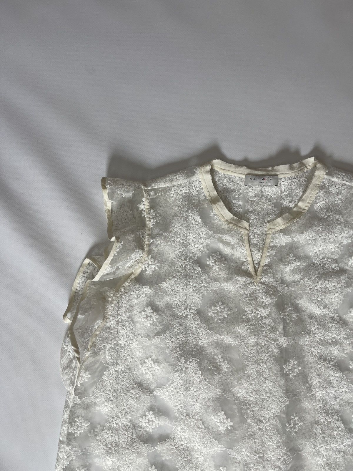 Sandro Sandro Paris white silk bias collar blouse shirt Size M / US 6-8 / IT 42-44 - 3 Thumbnail