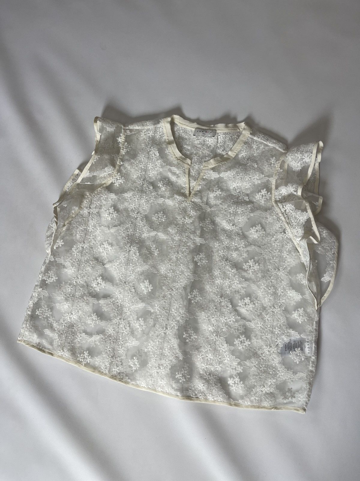 Sandro Sandro Paris white silk bias collar blouse shirt Size M / US 6-8 / IT 42-44 - 2 Thumbnail