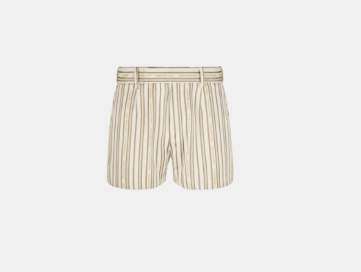Dior White and Beige Technical Cotton Striped Shorts Size US 32 / EU 48 - 1 Thumbnail