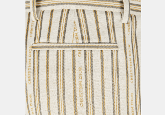 Dior White and Beige Technical Cotton Striped Shorts Size US 32 / EU 48 - 4 Thumbnail