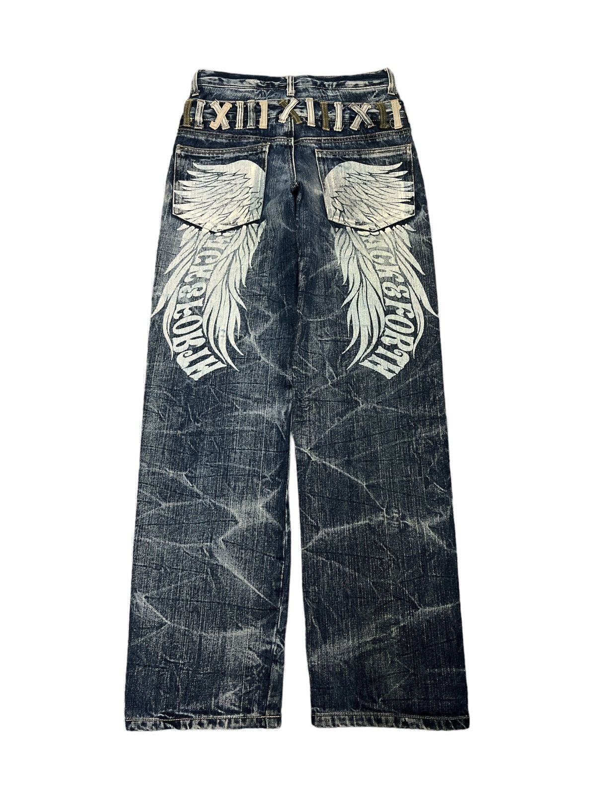 Japanese Brand FIRE🔥DOUBLE WAIST DISTRESSED DENIM PANT Size US 28 / EU 44 - 6 Thumbnail