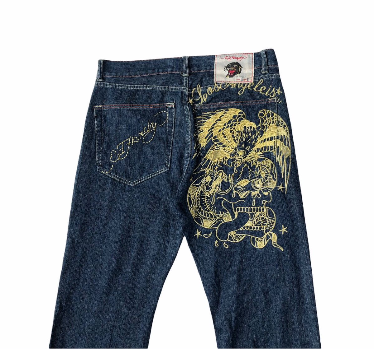 Christian Audigier Ed hardy Tattoo Embroidery Tiger Skull Jeans Size US 36 / EU 52 - 8 Thumbnail