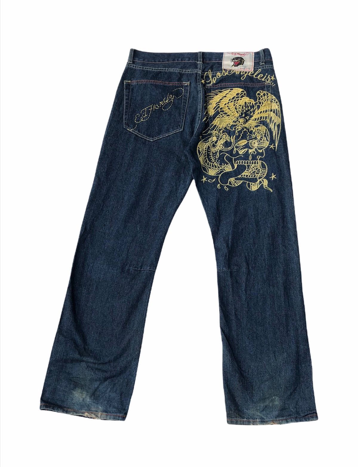 Christian Audigier Ed hardy Tattoo Embroidery Tiger Skull Jeans Size US 36 / EU 52 - 3 Thumbnail