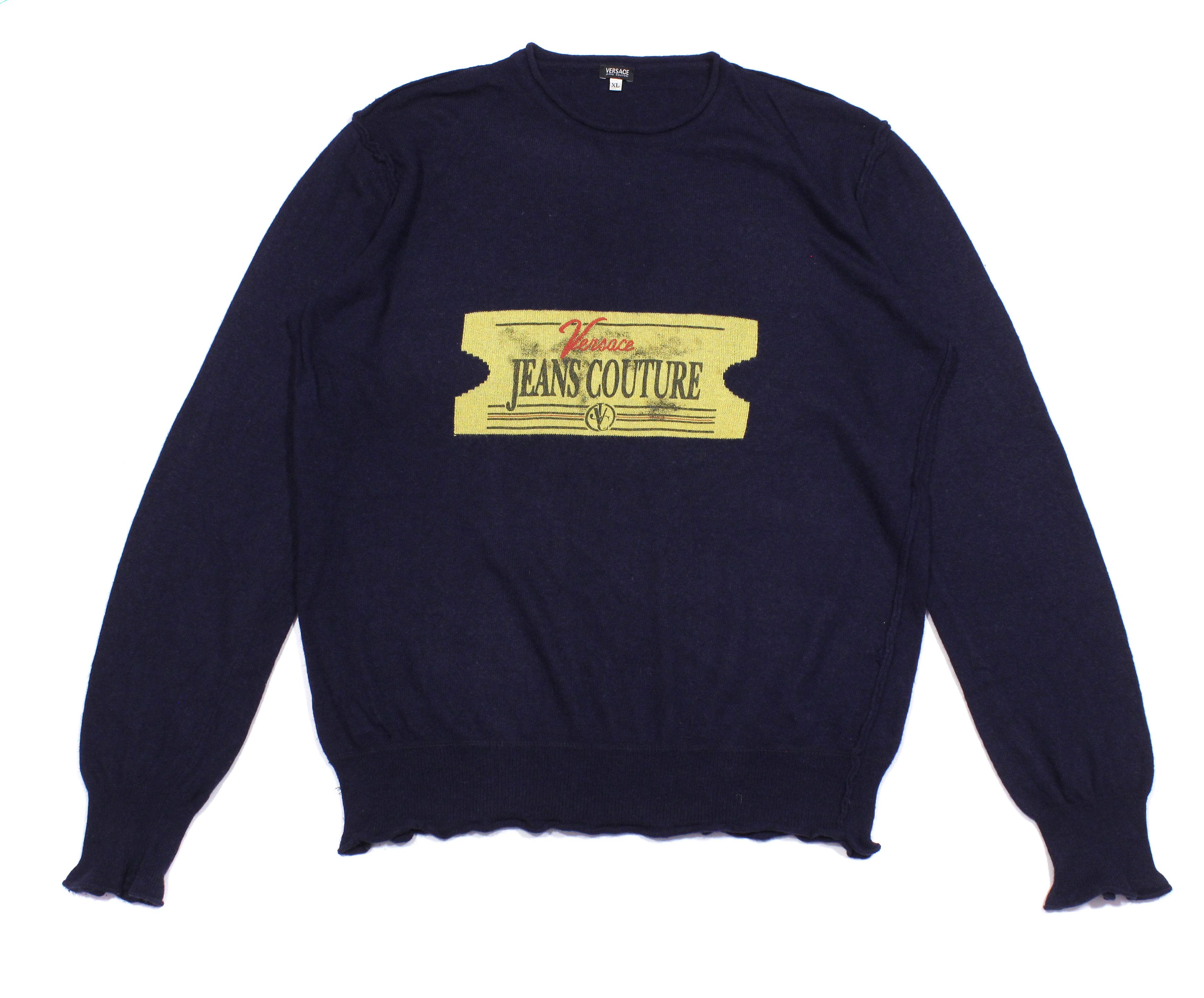 Versace Big Logo Wool Sweater Vintage Size US XL / EU 56 / 4 - 1 Thumbnail