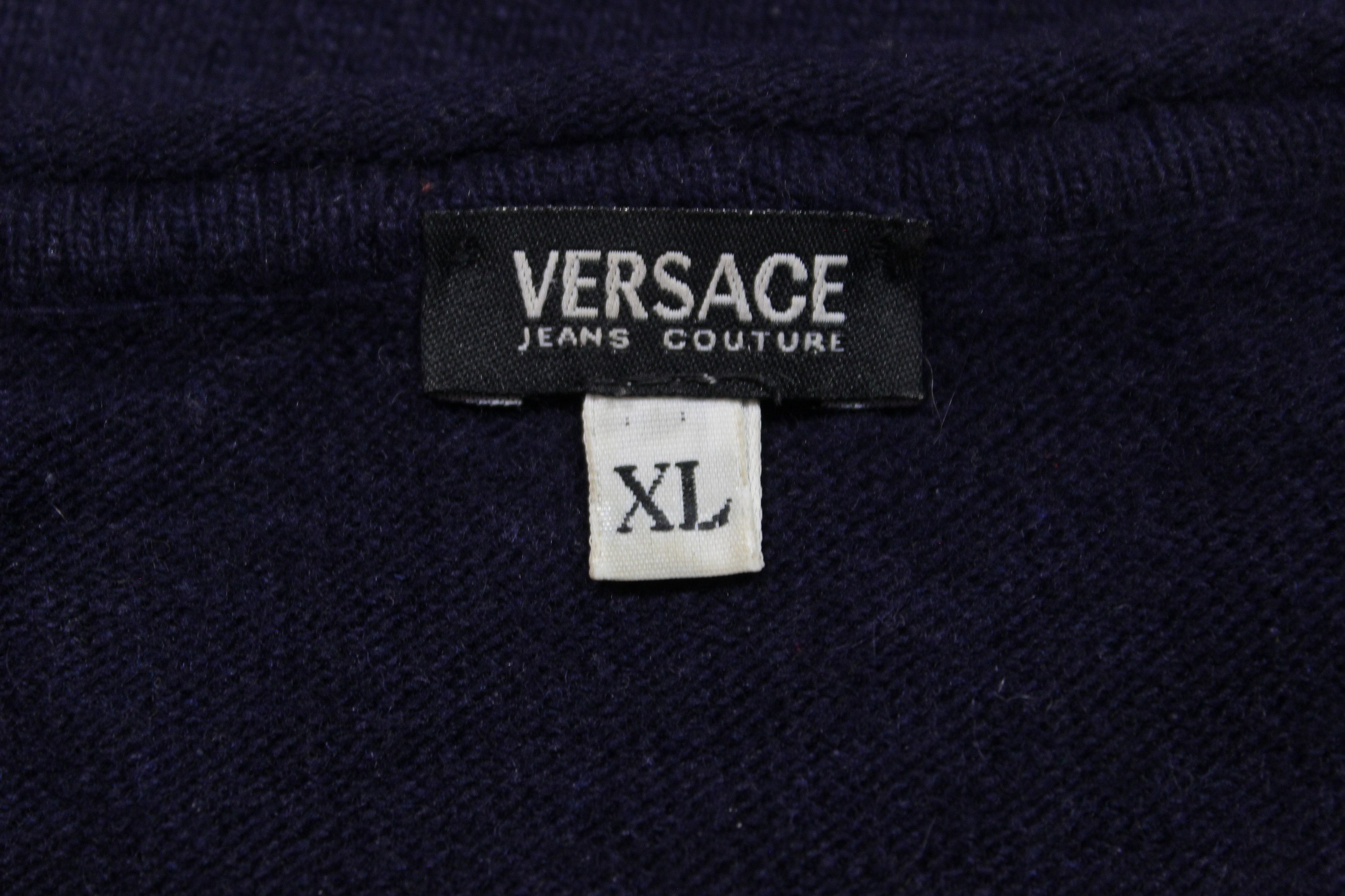 Versace Big Logo Wool Sweater Vintage Size US XL / EU 56 / 4 - 9 Thumbnail