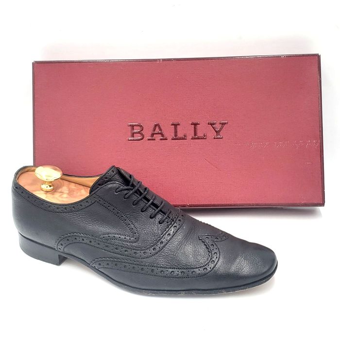Bally Vintage Bally Switzerland Men 9.5 Black Calf Leather Wingtip ...