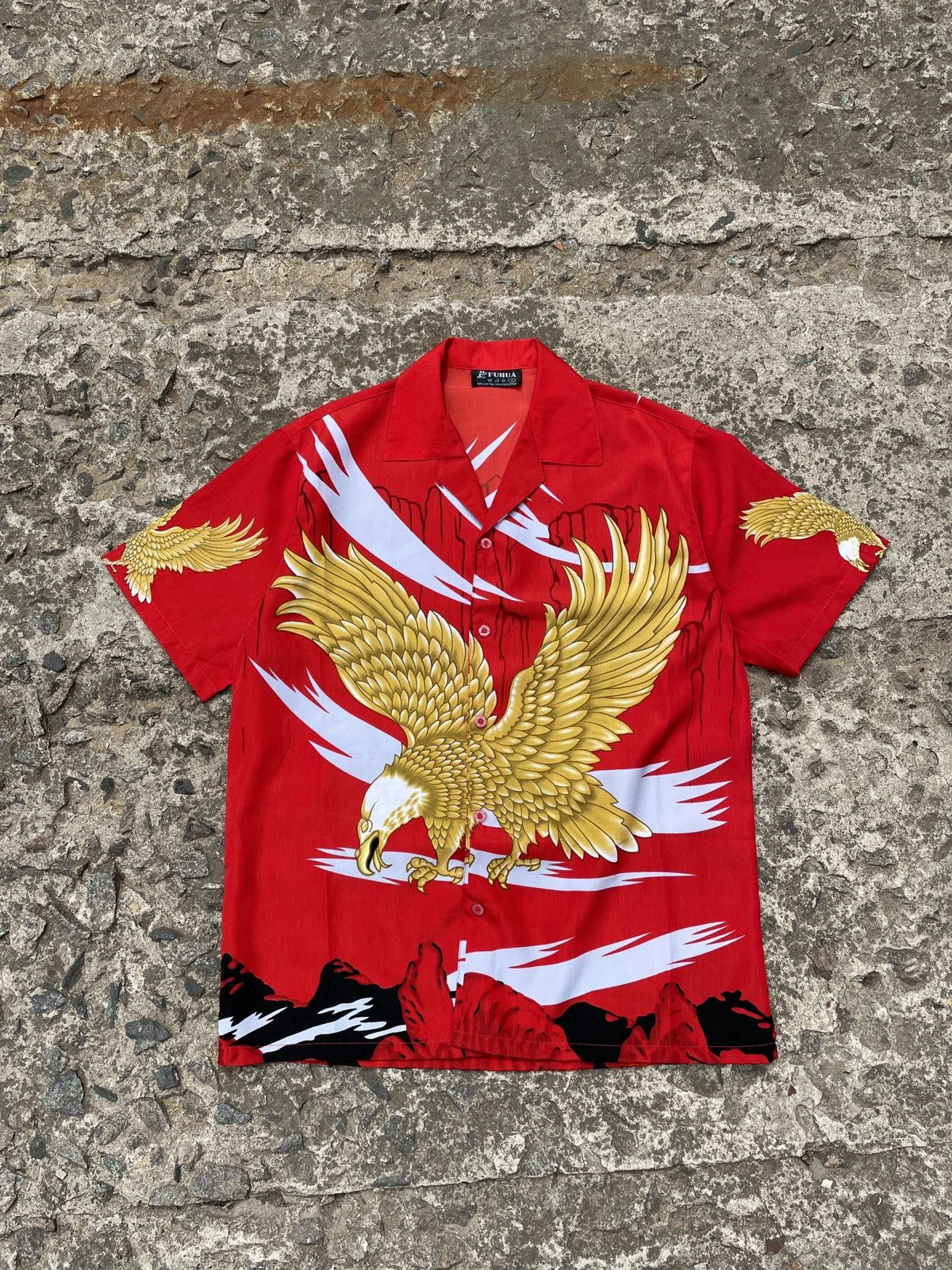 Vintage Vintage 00s Fuhua Gold Eagle Crazy Shirt Size US S / EU 44-46 / 1 - 1 Thumbnail