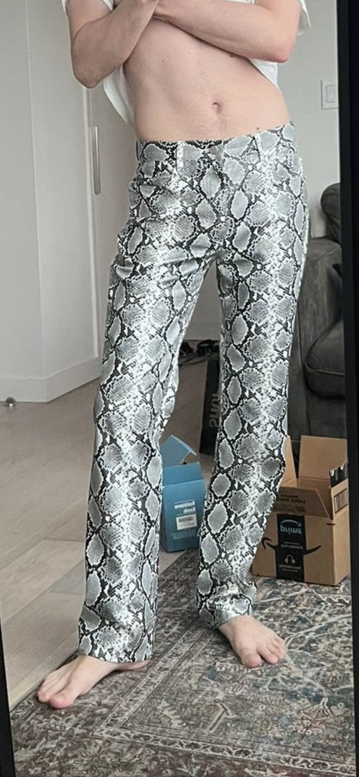 Opening Ceremony Men's Gray Faux-snakeskin pants Size US 30 / EU 46 - 6 Thumbnail