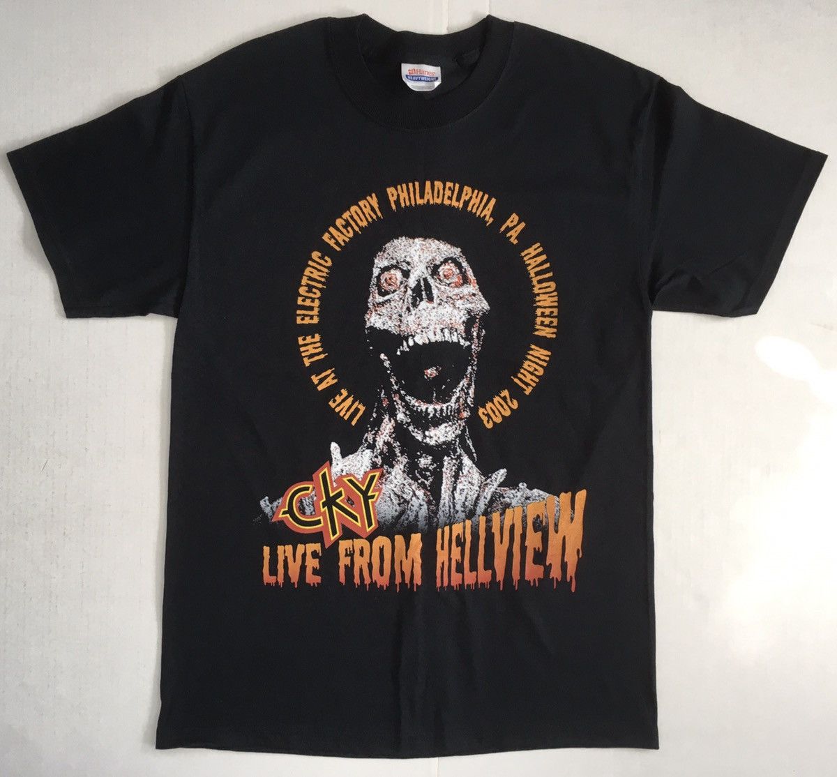 image of Band Tees x Rock T Shirt Cky Live From Hellview Halloween 2003 Concert Shirt Horror in Black (Size 
