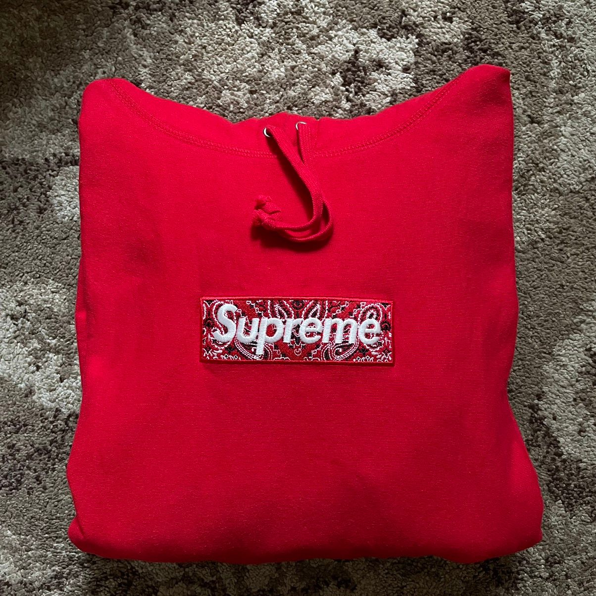 Pre-owned Supreme Red Bandana Box Logo Hoodie