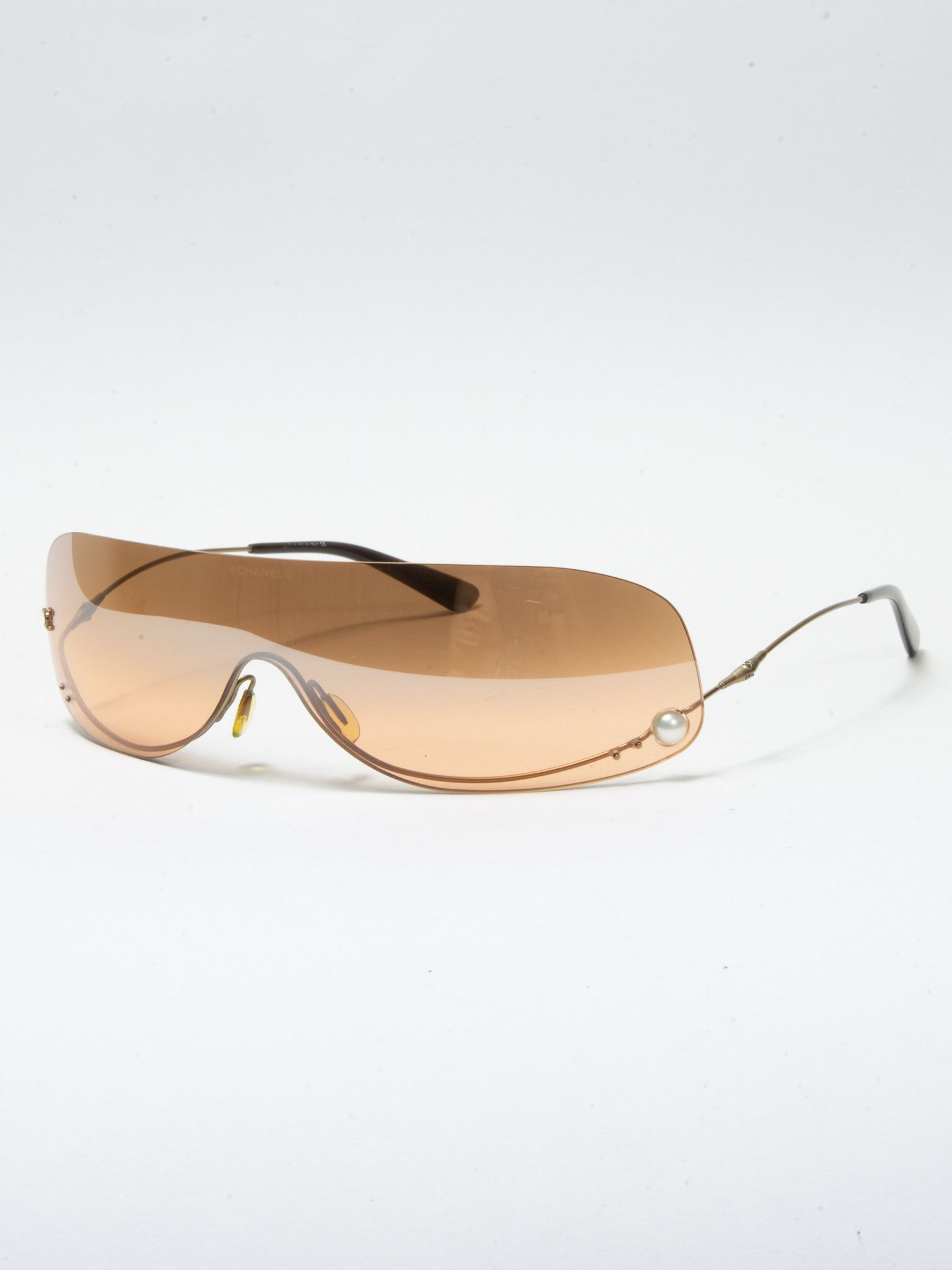 Chanel MONOLENS VINTAGE CHANEL SUNGLASSES WITH REAL PEARL Grailed