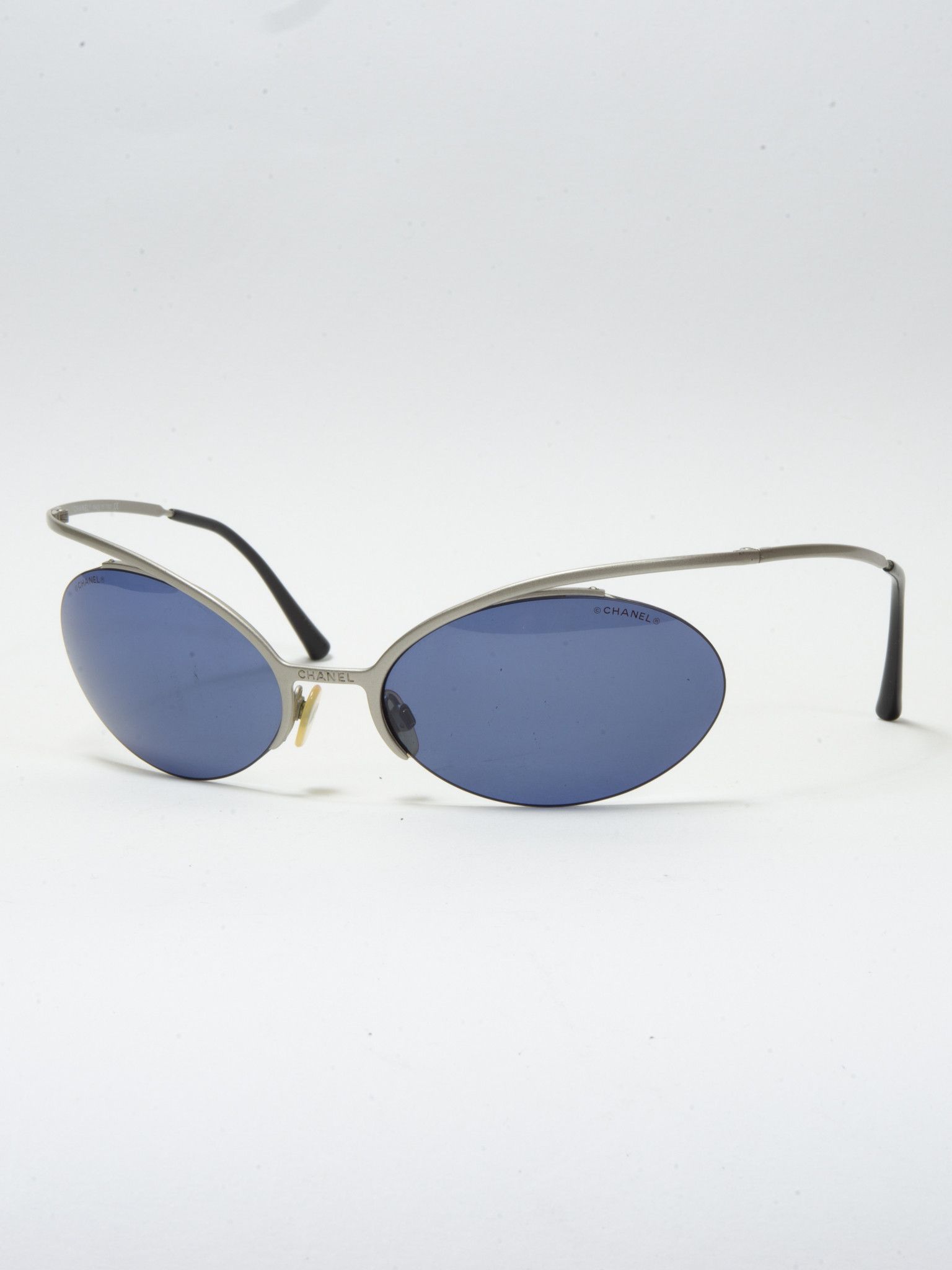 image of Vintage Chanel Futuristic Sunglasses in Blue/Grey, Women's