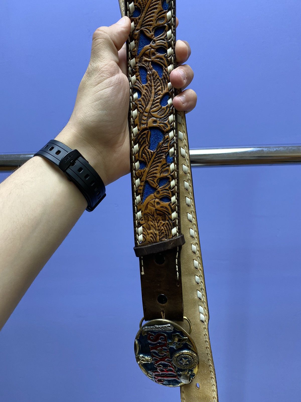 Other Vintage 1984 Texas Buckle Lather Brown Belt Size 32 - 16 Thumbnail