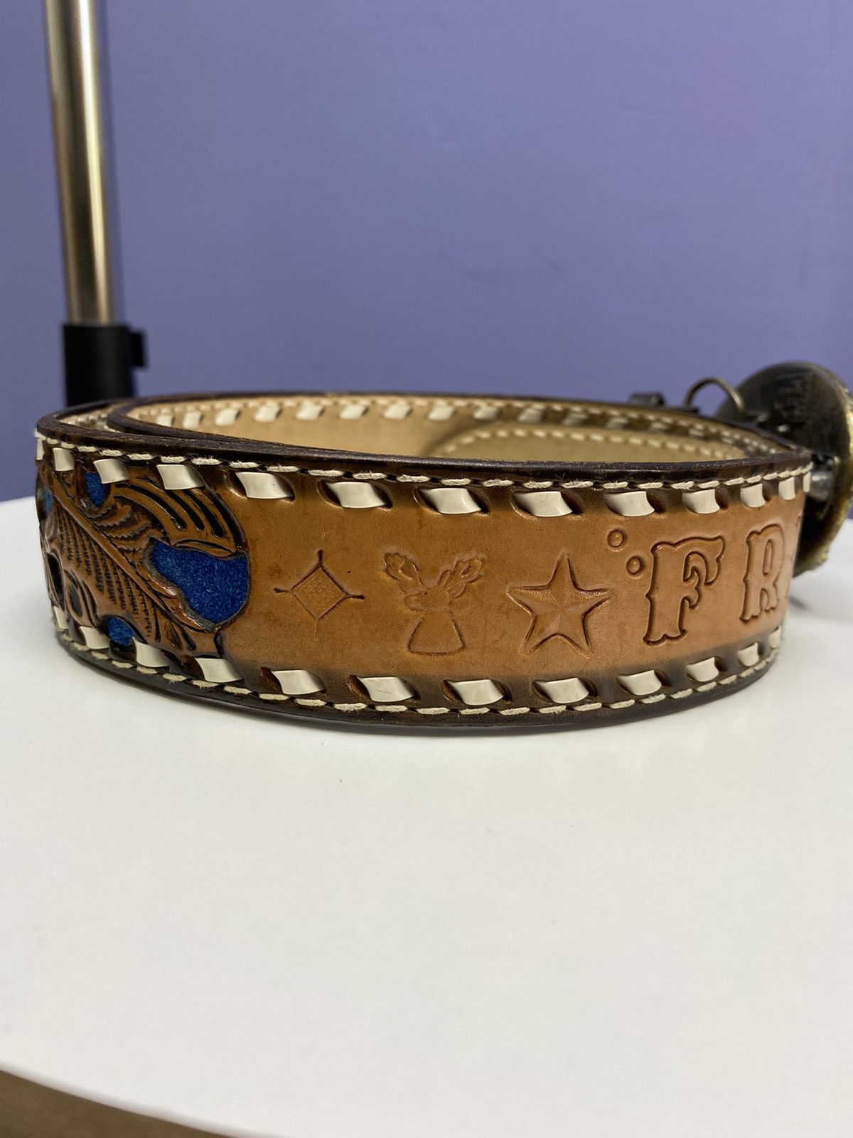 Other Vintage 1984 Texas Buckle Lather Brown Belt Size 32 - 5 Thumbnail