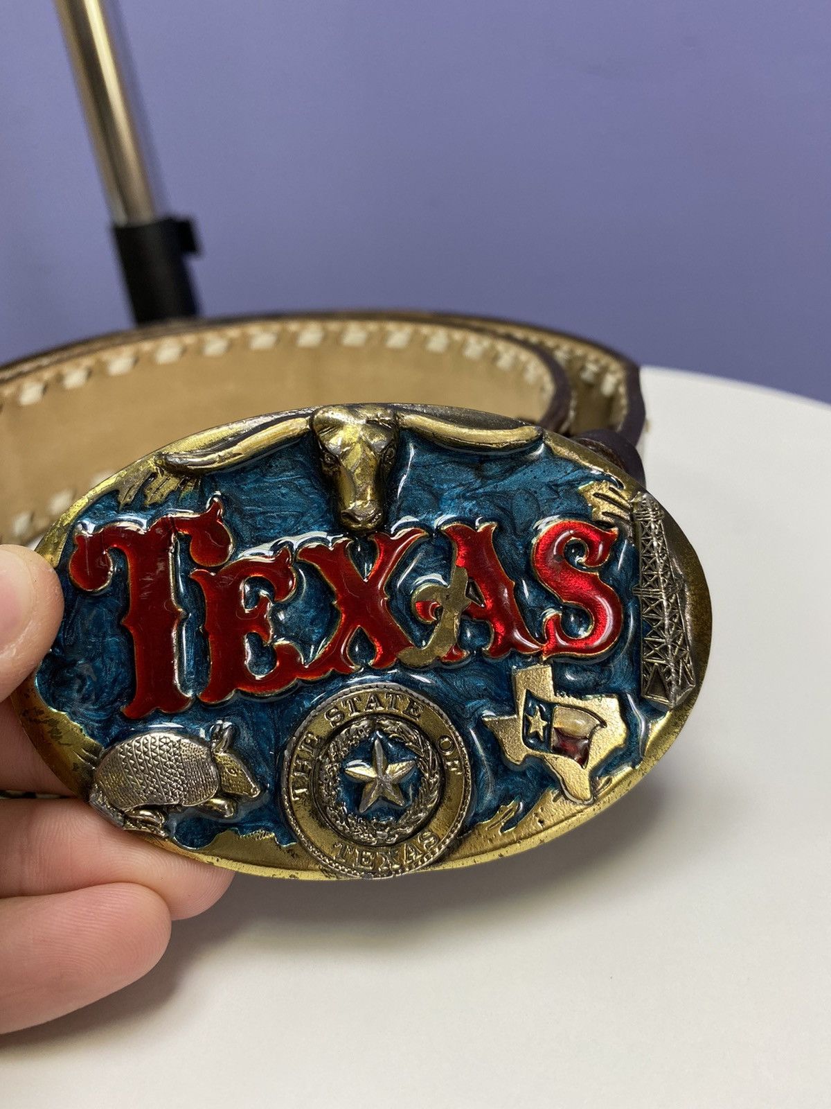 Other Vintage 1984 Texas Buckle Lather Brown Belt Size 32 - 4 Thumbnail