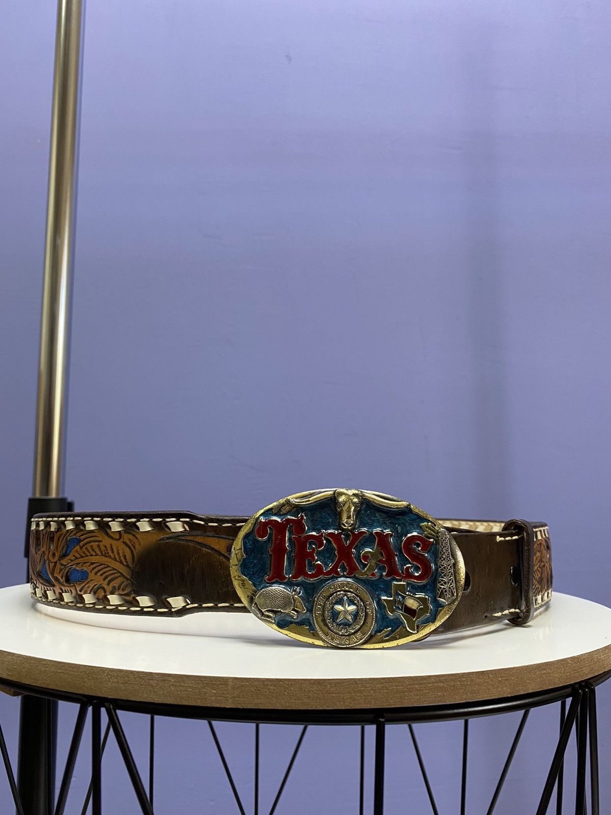 Other Vintage 1984 Texas Buckle Lather Brown Belt Size 32 - 17 Thumbnail