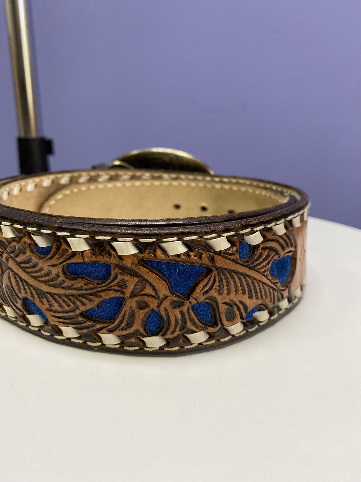 Other Vintage 1984 Texas Buckle Lather Brown Belt Size 32 - 6 Thumbnail