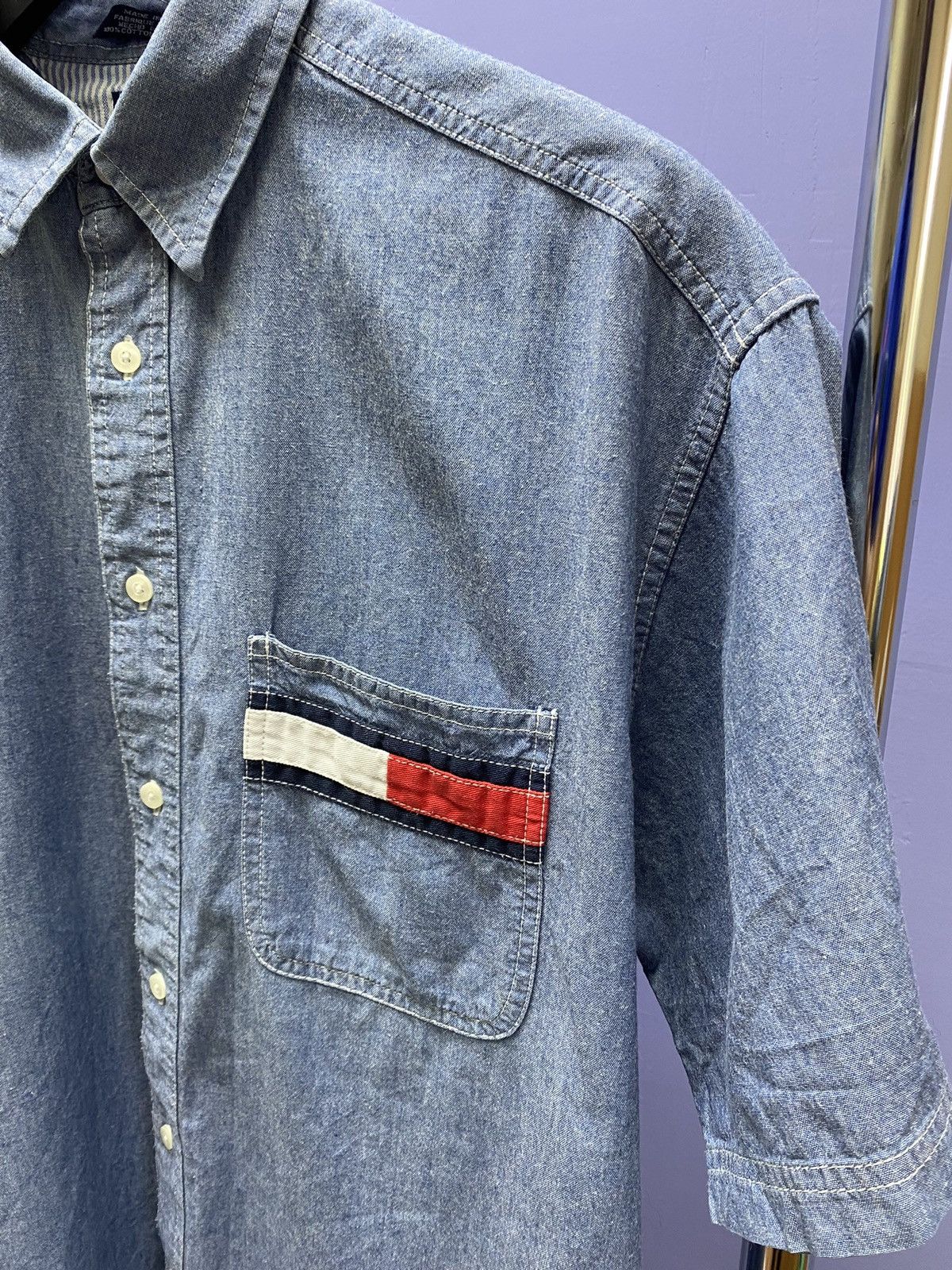 Tommy Hilfiger Vintage Tommy Jeans Denim Short Sleeve Shirt Size US M / EU 48-50 / 2 - 7 Thumbnail