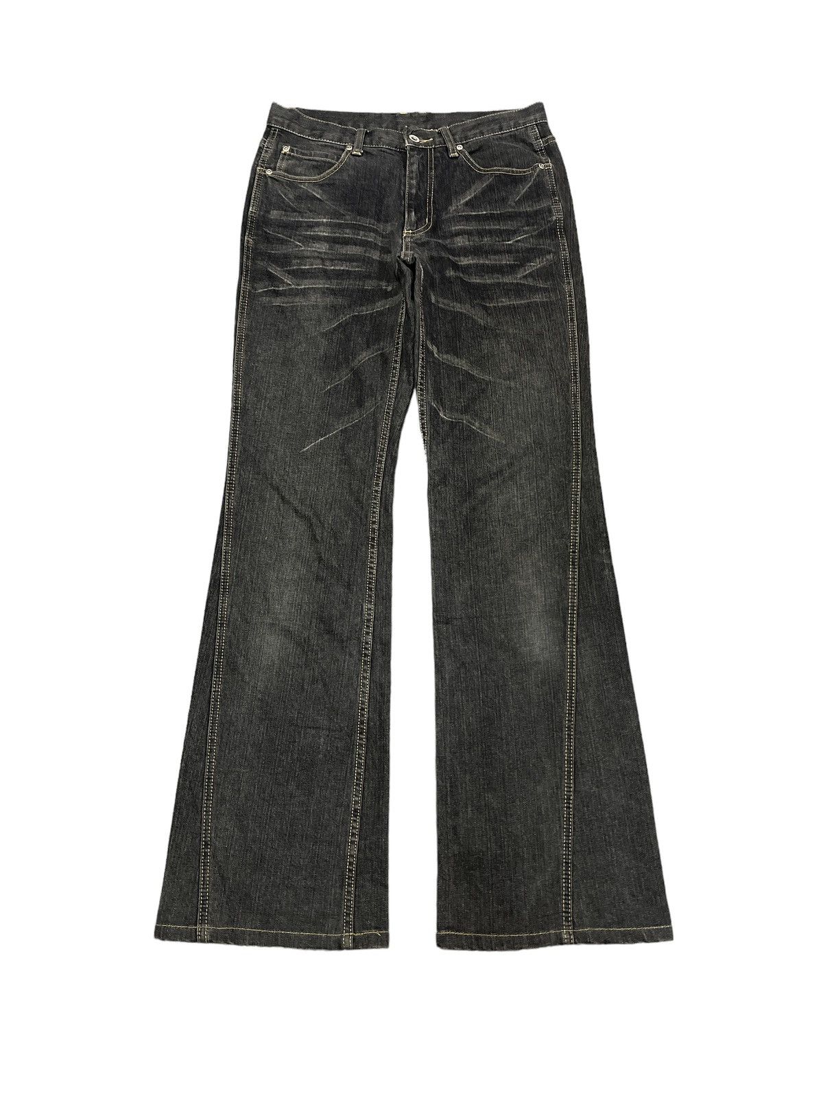 image of Avant Garde x Vintage Flared Asm Twisted Distressed Denim Pant in Black, Men's (Size 29)