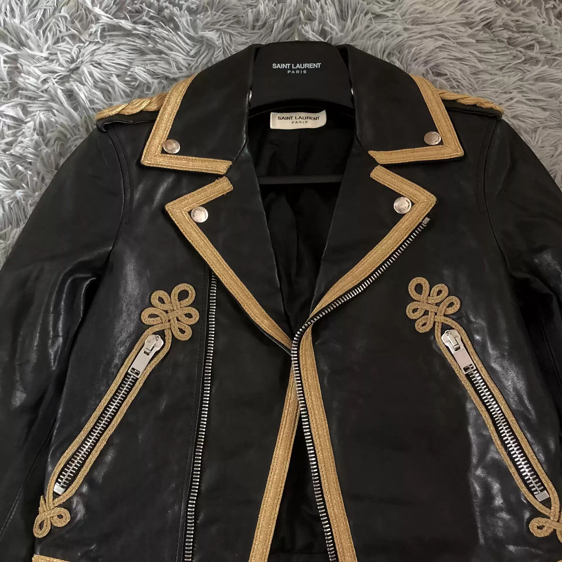 Pre-owned Saint Laurent 15ss Leather Jacket Size F34 In Black