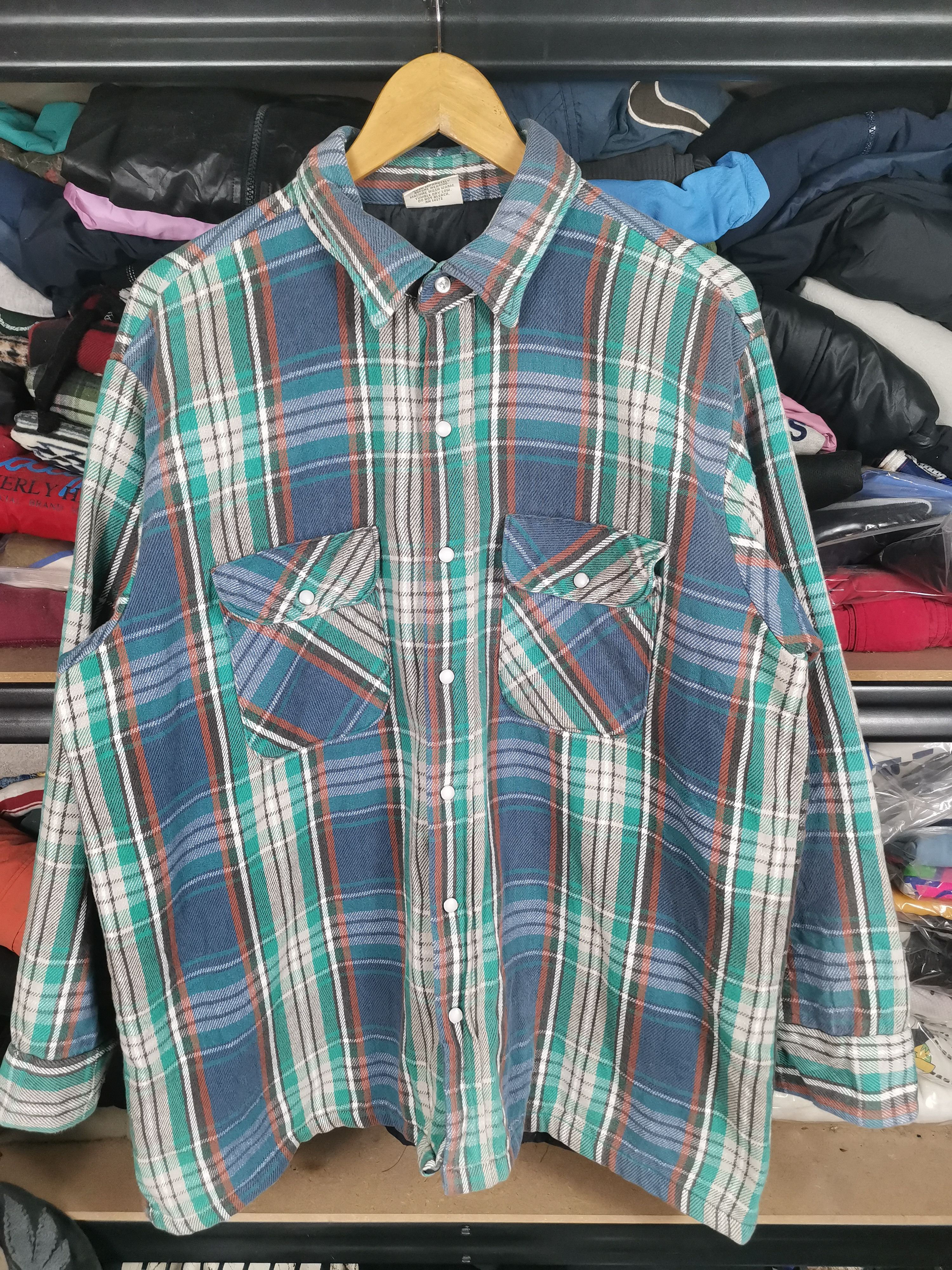 image of Vintage Five Brother Flannel Shirt Jacket in Green, Men's (Size XL)