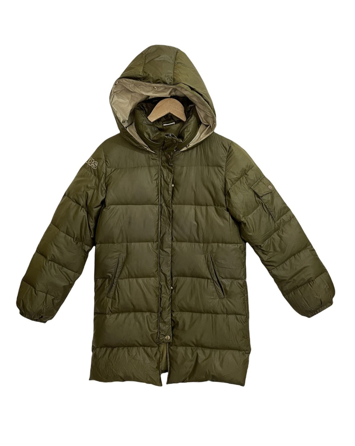image of Adidas Puffer Jacket Embroidered Logo Activewear Streetwear in Green, Men's (Size Medium)