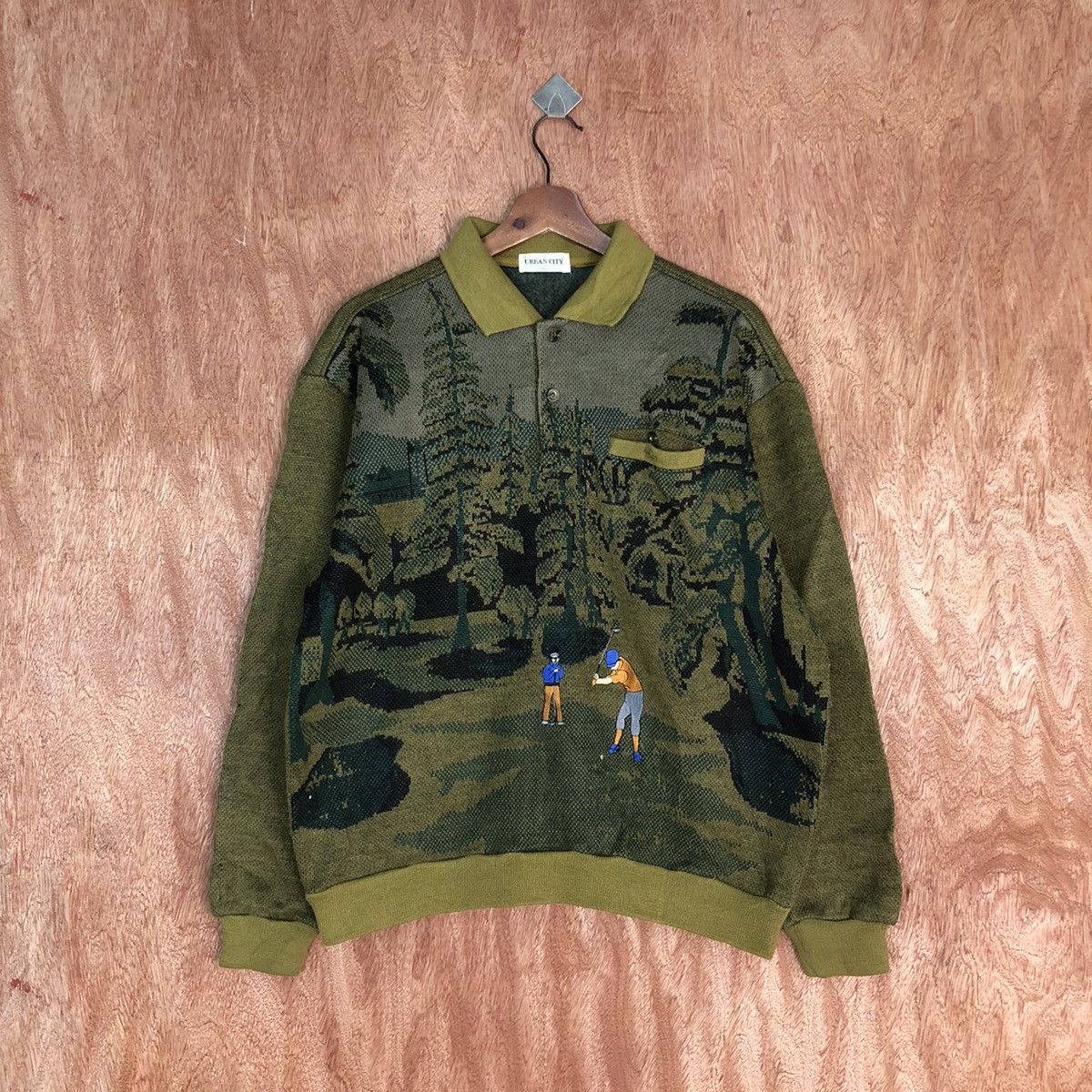 Vintage Urban City golf jungle vintage sweatshirt Knitwear #c906 Size US M / EU 48-50 / 2 - 1 Thumbnail
