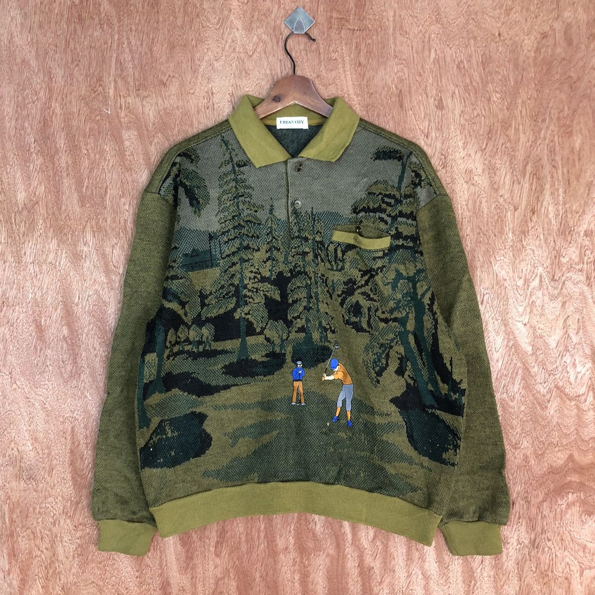 Vintage Urban City golf jungle vintage sweatshirt Knitwear #c906 Size US M / EU 48-50 / 2 - 3 Thumbnail