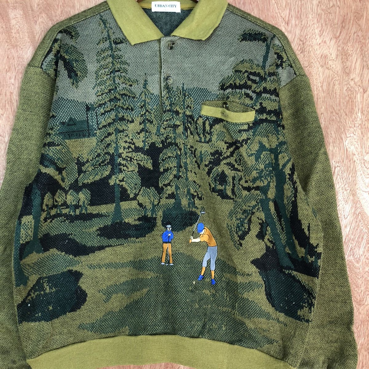 Vintage Urban City golf jungle vintage sweatshirt Knitwear #c906 Size US M / EU 48-50 / 2 - 10 Thumbnail