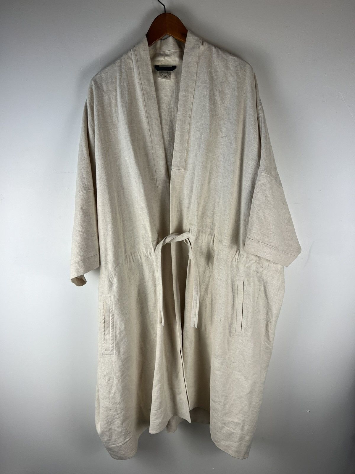 image of Jan Jan Van Essche Jan Jan Van Esche Oversize Hemp Kimono Coat Jacket in Cream, Men's (Size Small)